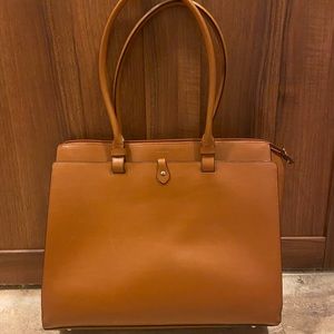 Lodis leather laptop bag in camel